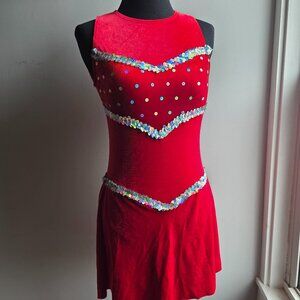 Red key-hole back dance costume